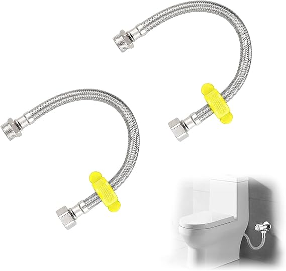 Flexible Pipe Extension, BSP 1/2" Male to Female Braided Hose 2 Pcs