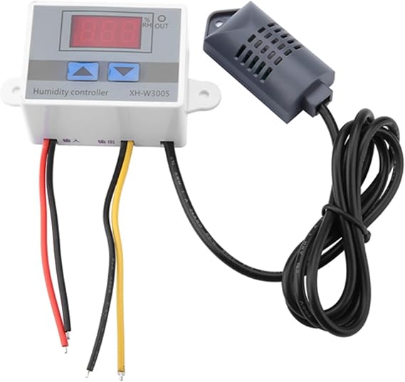 1 Pack Digital Display Humidity Controller XH-W3005 220V with Control Switch 0.1% Accuracy for Greenhouse Incubator Warehouse White ABS