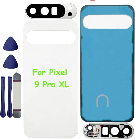 Pixel 9 Pro XL バックガラス交換用 Google Pixel 9 Pro XL 5G バックカバー ガラスハウジングドア テープとカメラレンズ+ツール磁器