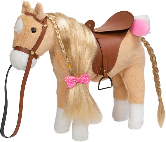 BEJOY Plush Horse Toy Palomino Horses Pretend Play Horse Cute Pony