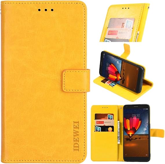 Alcatel 1B 2020 Premium Leather Wallet Case [Card Slots] [Kickstand] [Magnetic Buckle] Flip Folio Cover for Alcatel 1B 2020 Smartphone(Yellow)
