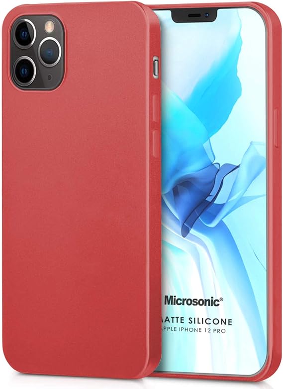 Microsonic Matte Silicone Apple iPhone 12 Pro için Kılıf Kırmızı [iPhone 12 Pro ile Uyumlu Kılıf - Kırmızı]