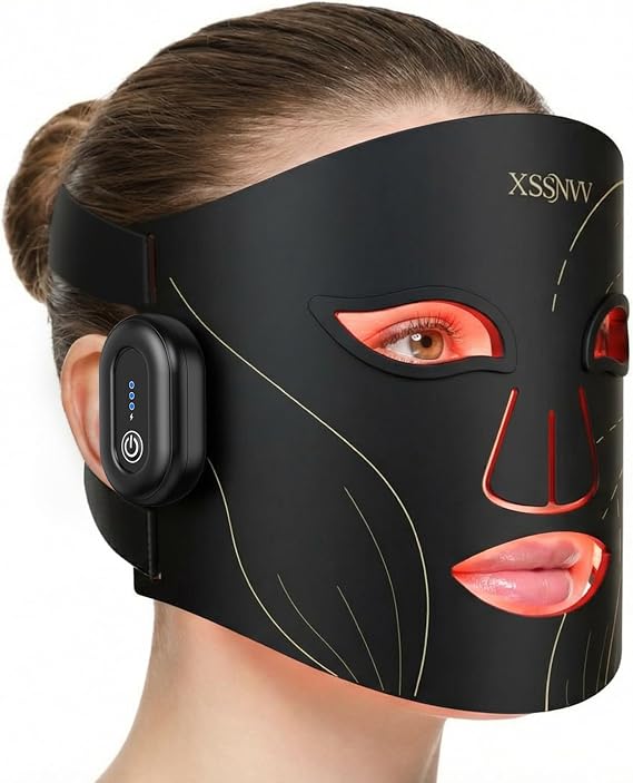 LED Face Mask Light Therapy Cordless with Red Blue Amber & 850nm NIR