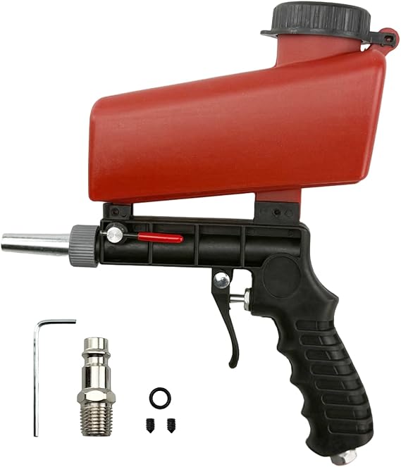 Flylin Pneumatic Sand Blaster, Handheld Abrasive Blasting Gun Red