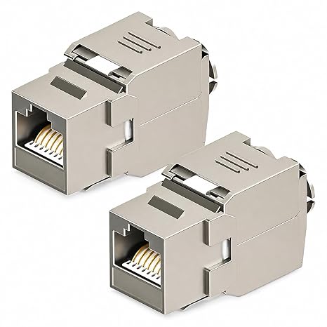 2 Pcs Modules CAT 7 Keystone RJ45 Female Lan Cable, Cat6A/7