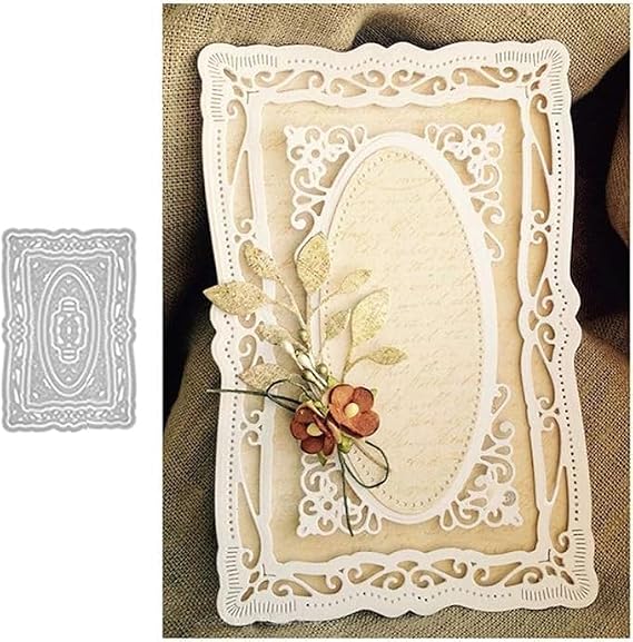 Rectangular Lace Cutting Dies with Metal Frame for Scrapbooking Cutting Dies, Embossing, Photos, Crafts, Decorative Paper Cards, Die-Cutting