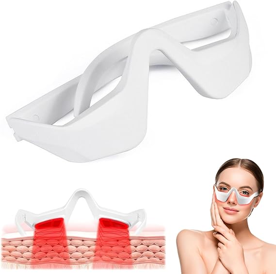 Under-Eye Red Light Therapy Device,Red Light Therapy Glasses Eye Mask, Microcurrent Led Infrared Therapy Eyes Massager for Reduce Dark Circles Puffiness Wrinkles, Bag Remove