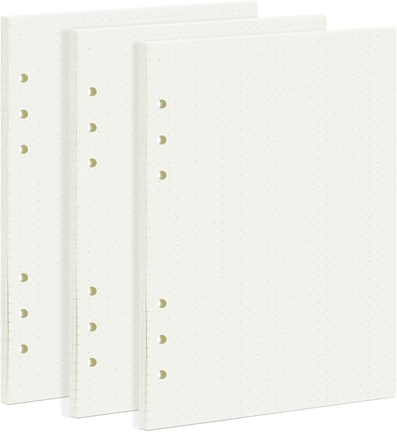 A5 Dotted Refill Paper, 210x142mm, 135 Sheets 6-Ring Binder Planner Refills
