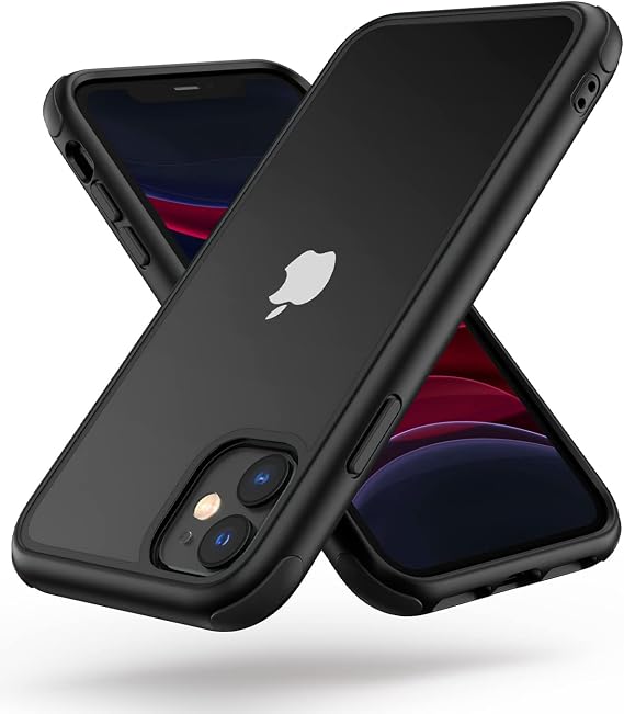 MobNano iPhone 11用 クリスタルクリアケース マルチカラー保護耐衝撃バンパー付き 黄ばみ防止 傷防止 透明ハードPC背面&ソフトシリコンTPUフレームカバー ブラック
