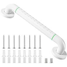 Grab Bars for Bathtubs and Showers, 16 Inch Anti Slip Bathroom Safety Shower Handles for Seniors Handicap Elderly Assistance, Hand Rails for Toilet Walls Bath Tub, 1" Stainless Steel Handrail（White）