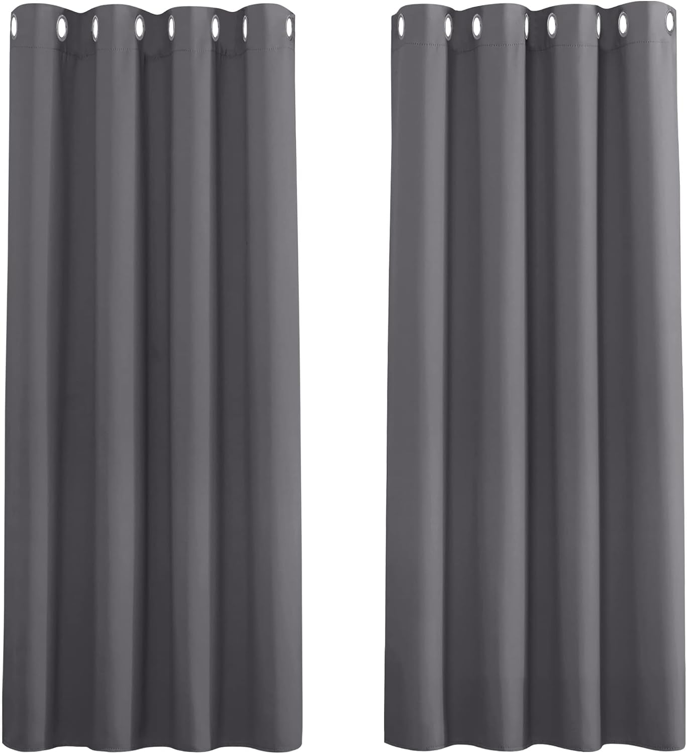 PONY DANCE Grey Blackout Curtains for Bedroom 54 Inch Drop Eyelet Thermal Curtains & Drapes Short Blackout Curtains for Window Treatment Living RoomKitchen, 2 Panels, W46 X L54, Gray
