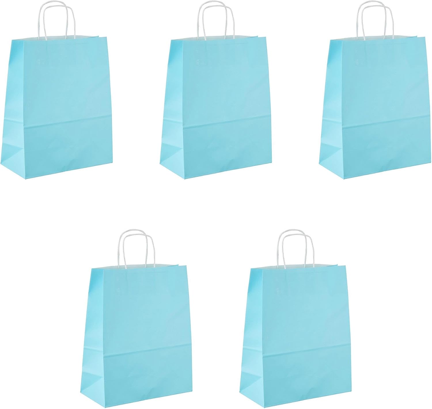 Büküm Saplı Kraft Kağıt Çanta Karton Hediyelik Poşet Torba - Açık Mavi -18x24 Cm. - 5 Adetlik Paket
