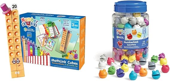 Learning Resources MathLink Cubes Numberblocks 11-20 Activity Set, Ages 3& Numberblocks Numberblob Counting Set, Maths Counters for Kids, Maths Teaching Resources, Sorting Counters, Ages 3+