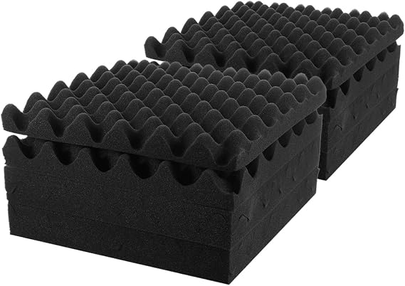 12pcs High Density Fireproof Sound Absorbing Acoustic Panels 30x30cm Wave Foam Noise Cancelling Panels for Wall and Ceiling Studio Soundproofing