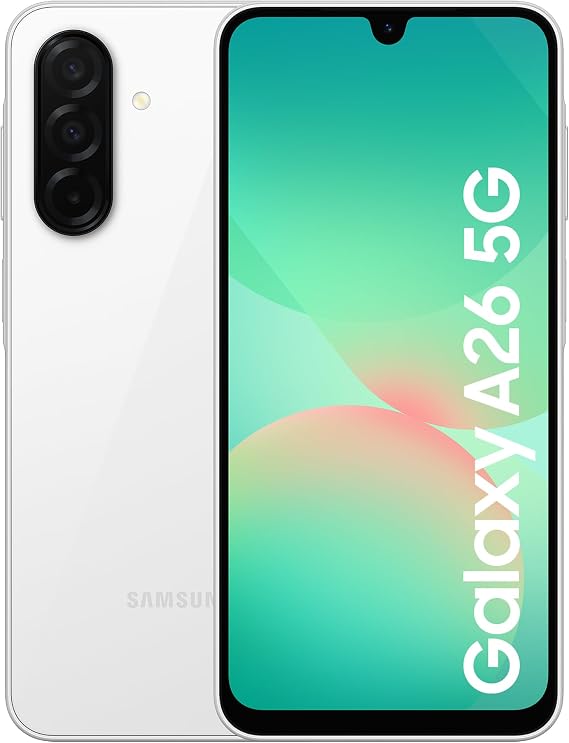 Samsung Galaxy A26 5G Smartphone, Awesome Intelligence, 8GB Memory, 256GB Storage, 50MP Camera, White, (UK Version)