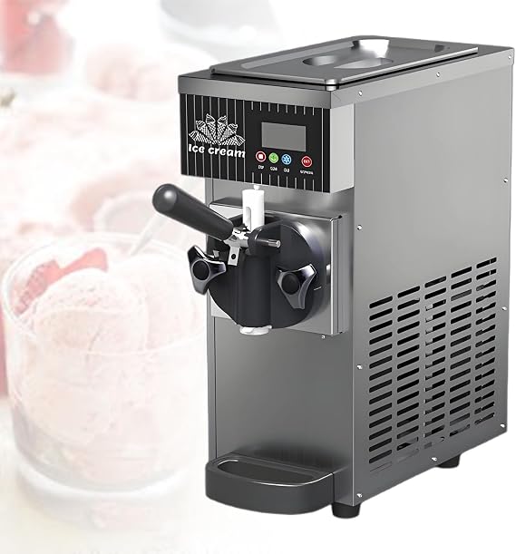 Soft Serve Ice Cream Machine, Countertop Soft Serve Ice Cream Maker, 4-5 Kg/H Output, One-Click Cleaning & Rapid Cooling,with Lcd Panel, for Commercial & Home Use Grey