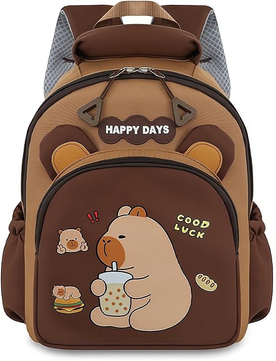 Capybara Backpack, Capybara Schoolbag for Children's Cartoon Rucksack Lightweight Bookbag Casual Daypack School Backpack Adjustable Rucksack School Bag for Kids(24x23x10cm)