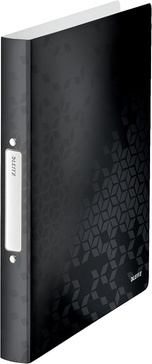 Leitz WOW 42570095 Ring Binder for up to 190 Sheets Plastic A4 Format 25 mm Spine Width 2 D-Ring Mechanics Black
