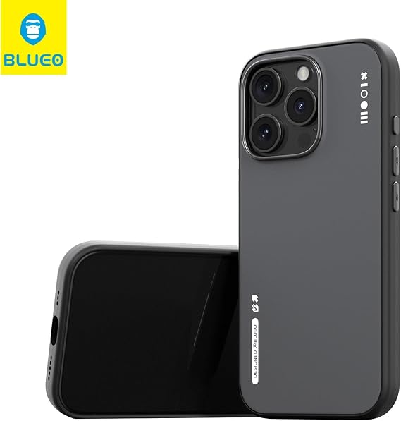 Blueo iPhone 16 Pro Max Uyumlu Manyetik Özellikli Dual Color Liquid Silikon Siyah Telefon Kılıfı