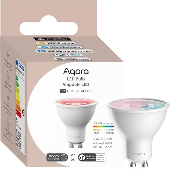 Aqara Akıllı Led Spot Ampül (Rgb Cct, Gu10, 30W, 450lm) T2 LB-L03D (Apple Home Destekli) [Enerji Sınıfı F]