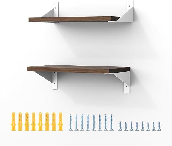 4x8 inch Shelf Brackets, L Brackets for Shelves, Heavy Duty Shelf Brackets with 3mm Thick, White Iron Floating Shelves Brackets Wall Mounted for Home Storage.