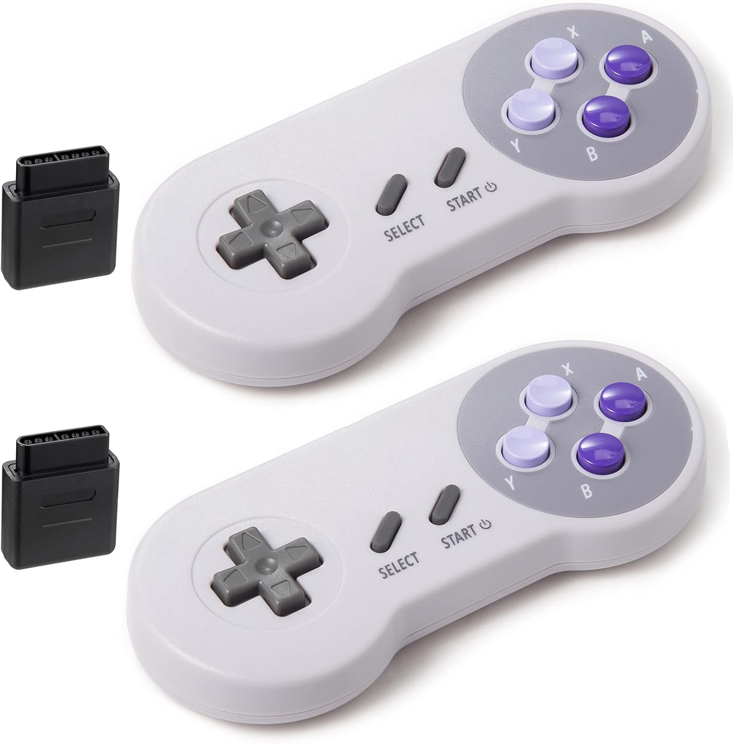 2 Pack 2.4GHz Wireless Controller for Original SNES Console, kiwitatá Rechargeable Remote Wireless Gamepad Controller for SNES Super Entertainment System-7 Pin Connector