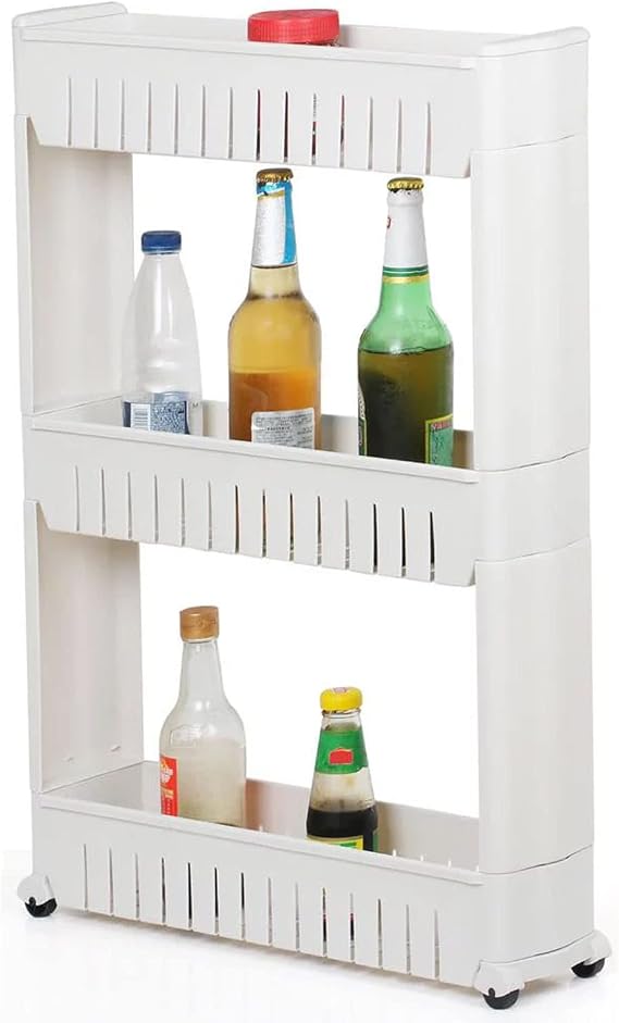 Taylor & Brown 3-Tier Slim Slide Out Kitchen Trolley, Storage Shelf, Moving Wall Cabinets Tower Holder Rack on Wheels, Rolling Storage Unit Cart for Kitchen/Laundry/Bathroom