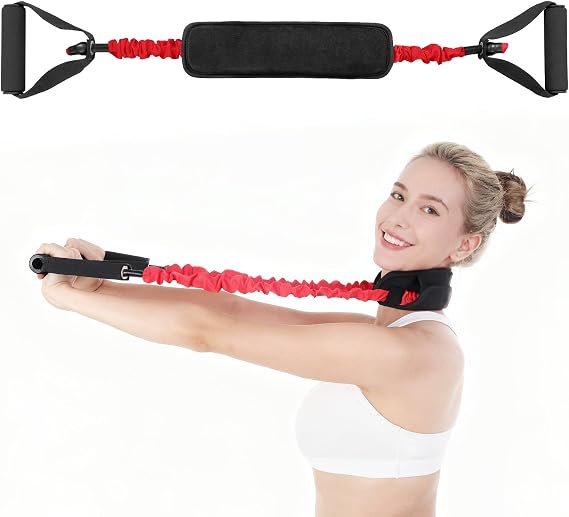 Neck Stretcher Exerciser Band- Cervical Traction Device for Neck Pain Relief, Neck Strengthener with Thicker Pad and Red Handle - Portable and Comfortable (30lb)