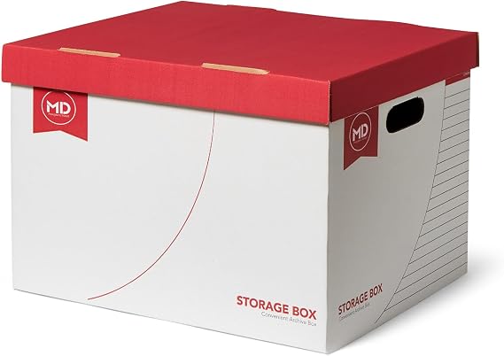 Morgan's Direct Large Archive Storage Boxes With Lids - Cardboard Business Filing Moving - 387mm x 327mm x 275mm - Pack 10