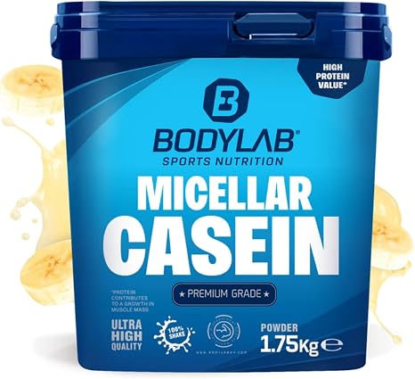 Bodylab24 Casein Micellar Banana 1750 g 100% Pure Casein Rich in BCAA Amino Acids Long Satiety Supports Muscle Building and Preservation Ideal During a Protein Diet