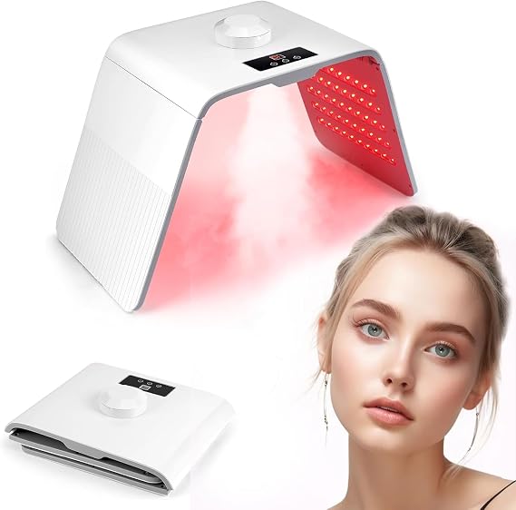 LED Face Light Therapy Mask, 7-Color Circulating Light, Spray Mask
