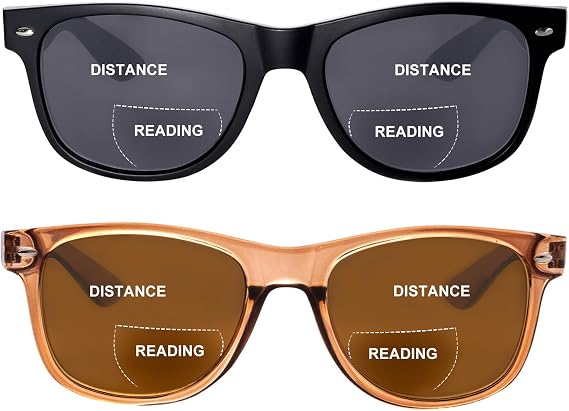 2 Pack Bifocal Reading Sunglasses for Women, Classic Retro Sun Readers UV400 Protection