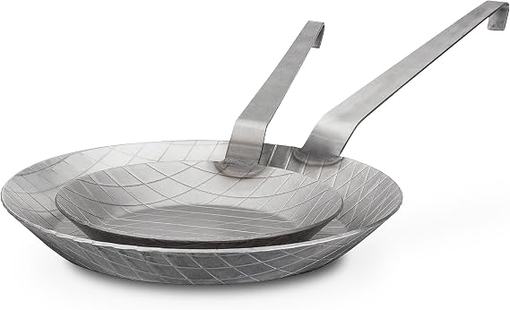 GSW Gastro Traditional Frying Pan Set Diameter 20 cm and Diameter 28 cm Silver Forged from Iron Set of 2