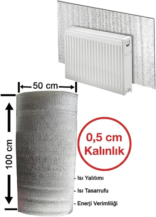 Kalorifer Peteği Arkası 1 Adet Isı Yalıtım ve Izolasyon Levhası Radyatör Arkalığı Yalıtım Malzemesi 0,5 Cm Kalınlık