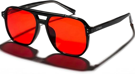 SLEEP-3M 100% Blue Light Filter Red Glasses Computer Glasses PC Gaming Bluelight Filter UV Blocking Anti Women Men, Red, One Size