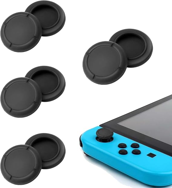 8 PCS Black Silicone Joystick Thumb Stick Caps Replacement Button Covers