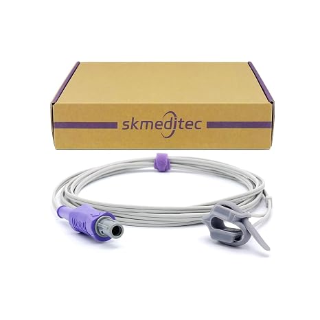 skmeditec Compatible with MMindray PM 6000, PM 6201, PM 7000 SpO2 Sensor with Masimo SpO2 technology, 9.8FT Neonatal Foot Wrap Probe Cable with 6 Pins Connector, Replacement Cord