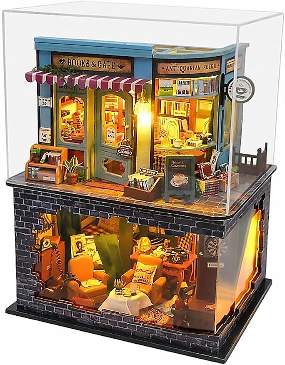 Miniature House Dollhouse Booknook Handmade Kit British Style Book Café