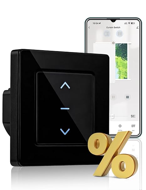 MOES Shutter Switch WLAN Touch Roller Shutter Control Flush-Mounted Black