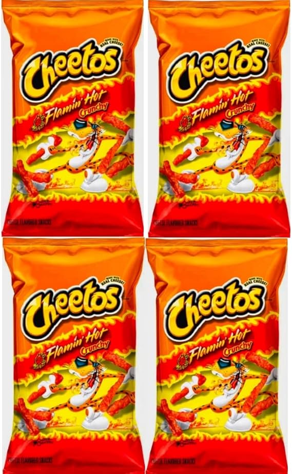 Cheetos Flamin Hot Crunchy 8oz/226g (Pack of 4)