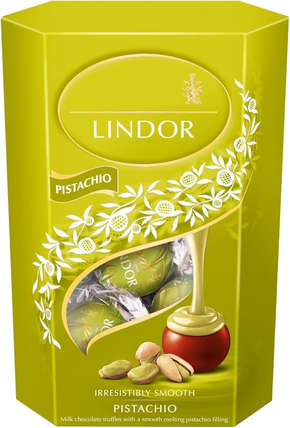 Lindor Pistachio Chocolates 200g - Feature a Delicate Milk Chocolate Shell That Melts Effortlessly to Reveal an Irresistibly Smooth Pistachio-flavoured Truffle Filling