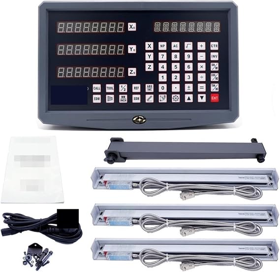 Linear Encoder, Set Milling/Lathe/Drill Machine DRO Digital Readout with 3 Pcs Linear Scales
