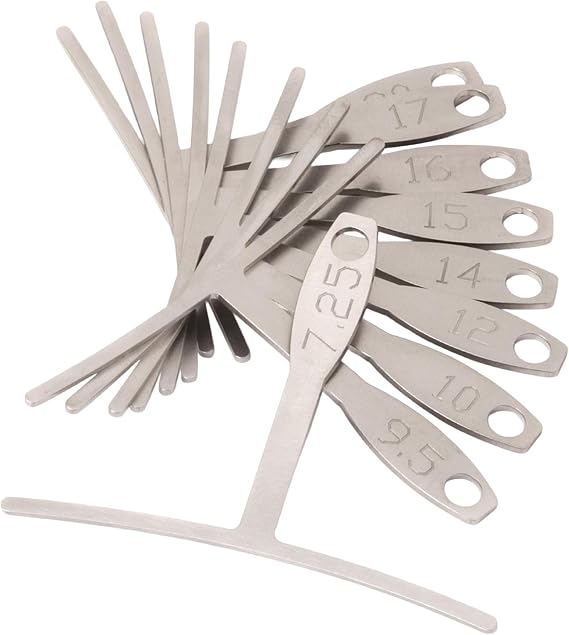 StewMac Understring Radius Gauge Tool, Set of 9, Standard Width for Guitar Setup, Stainless Steel