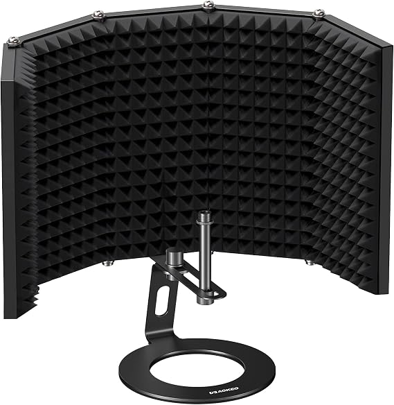 Aokeo Studio Recording Microphone Isolation Shield, Pop Filter. High Density Absorbent Foam Used to Filter Voice (AO-505)