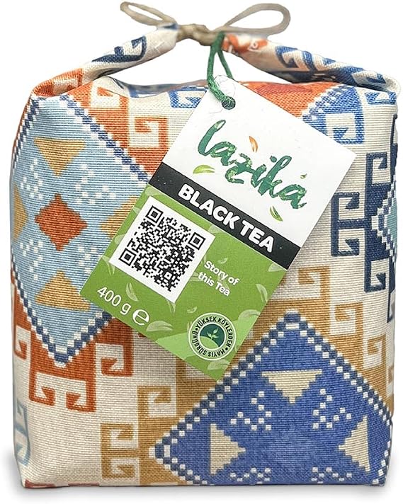 Lazika Karadenizin İlk Hasat Çayı (400g)-El ile Dikilmiş Hediyelik Siyah Çay,Erken Hasat, El Yapımı (Etnik Desenli)