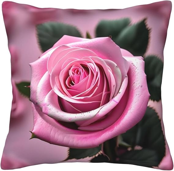 Ogniwo Pink and Rose Throw Pillow,Soft Square Cushion Case for Couch Sofa Bed Bedroom Living Room, 12x12 Inch