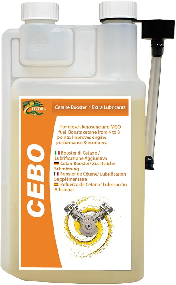 HYDRA CEBO CETANE Booster 2-EHN (Ethylhexyl Nitrate) + Lubricant Diesel Treatment 1L Treats up to 1000L