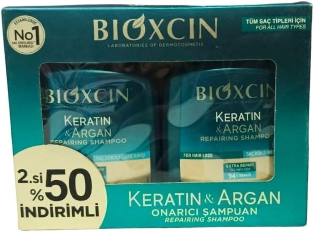 Bioxcin Keratin & Argan Onarıcı Şampuan 300 Ml 2'li Set, BKA300