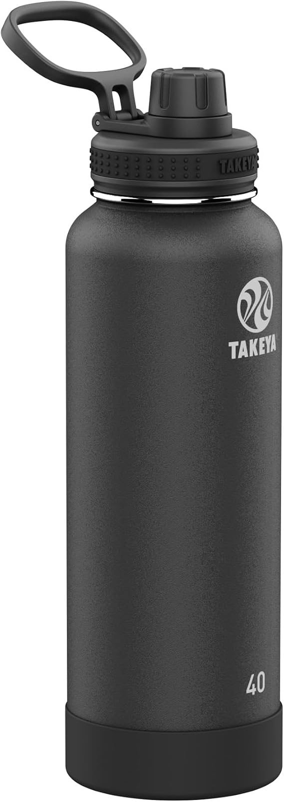 Takeya 51000 Actives Insulated Stainless Steel Water Bottle with Spout Lid, Onyx
