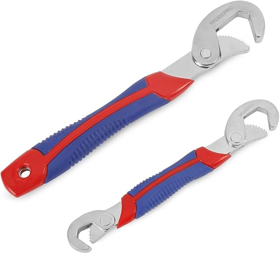 WORKPRO 2-Piece Adjustable Wrench Set with Quick Snap Grip